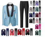 Herren Premium Anzug Casual Regular Smart Fit 3-teiliger Smoking für Abschlussbälle, Schalkragen, Hochzeitsfeier, Trauzeugenanzüge (Blazer + Weste + Hose) | 601 