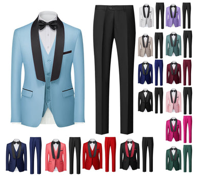 Men's Premium Suit Casual Regular Smart Fit 3 Pieces Prom Tuxedo Shawl Lapel Wedding Party Groomsmen Suits (Blazer + Vest + Pants) | 601