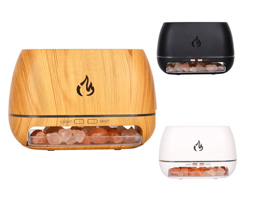 Himalaya-Kristallsalzsteine, Aroma-Luftbefeuchter, 7 Farben, LED, USB, tragbar, Feuerflamme, Aromatherapie, ätherisches Öl, Diffusor | 101 