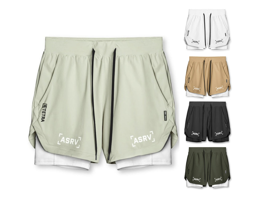 Neue Doppeldecker-Laufshorts Fitness Workout Bermuda Schnelltrocknende Kurze Hosen Unterteile | K-55 