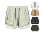 Neue Doppeldecker-Laufshorts Fitness Workout Bermuda Schnelltrocknende Kurze Hosen Unterteile | K-55 