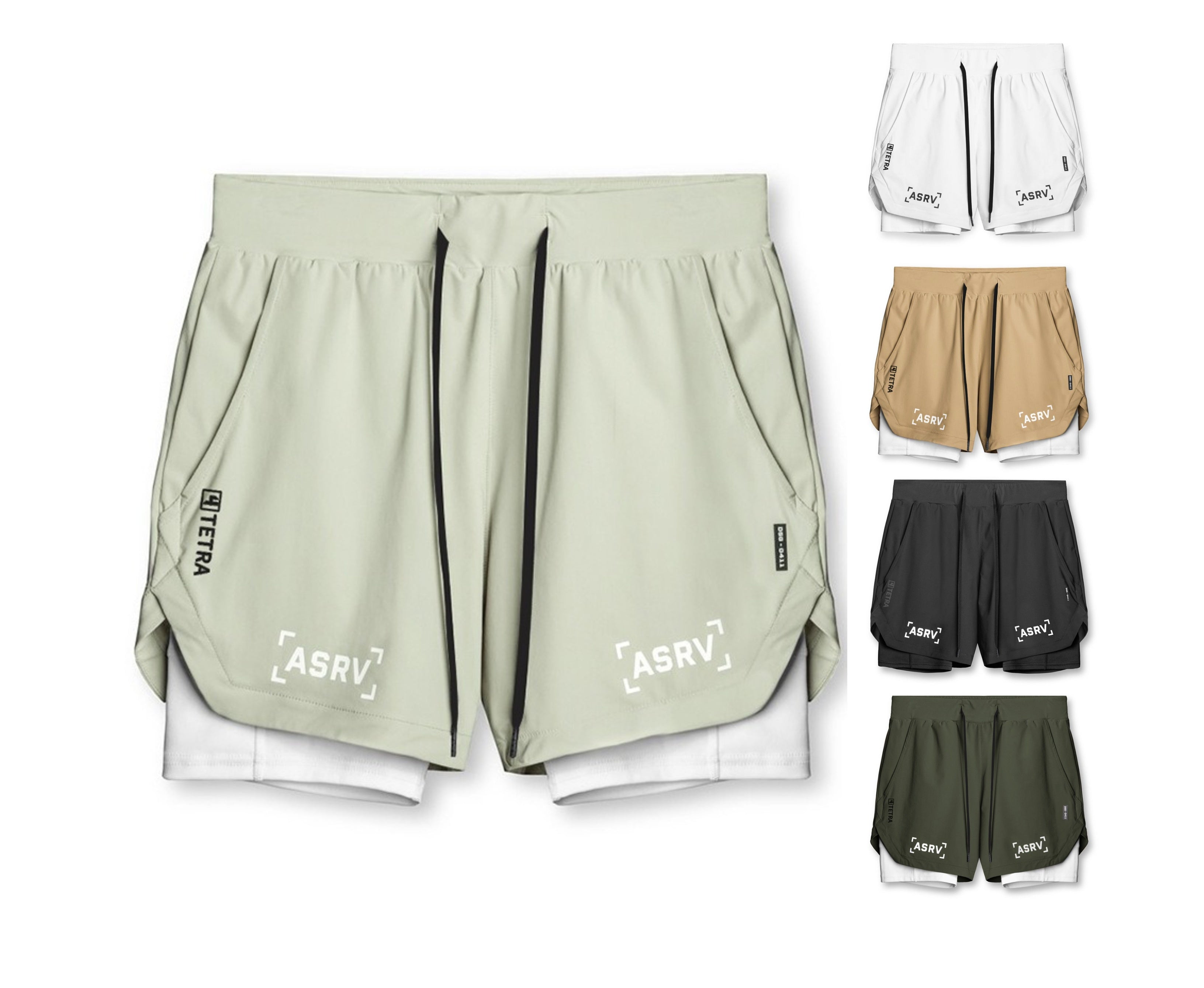 Neue Doppeldecker-Laufshorts Fitness Workout Bermuda Schnelltrocknende Kurze Hosen Unterteile | K-55 