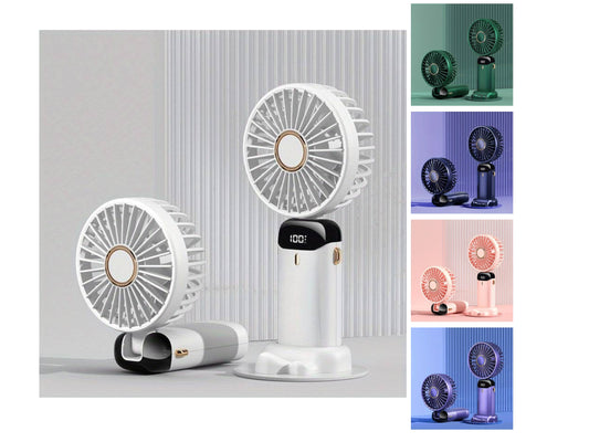 Mini ventilateur portable rechargeable par USB avec 5 vitesses, mini ventilateur pliable à 90 ° avec écran LED, mini ventilateur d'extérieur pour bureau | S12 