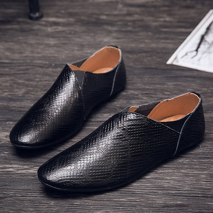 Mocassins d'affaires pour hommes, chaussures à enfiler en cuir véritable à bout pointu | 696 