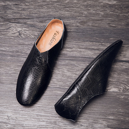 Mocassins d'affaires pour hommes, chaussures à enfiler en cuir véritable à bout pointu | 696 