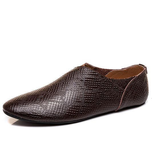 Mocassini da uomo in vera pelle con punta a punta, stile slip-on | 696 