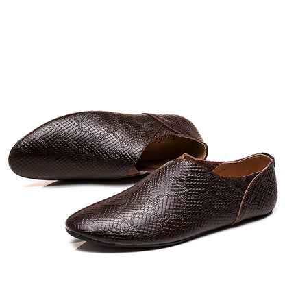 Mocassins d'affaires pour hommes, chaussures à enfiler en cuir véritable à bout pointu | 696 