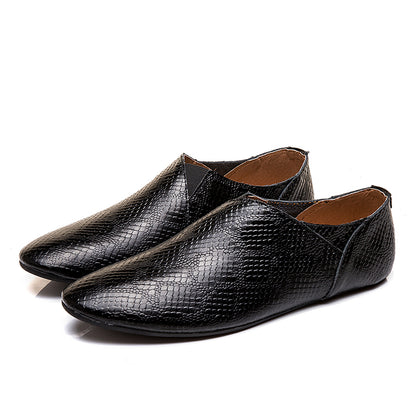 Mocassins d'affaires pour hommes, chaussures à enfiler en cuir véritable à bout pointu | 696 