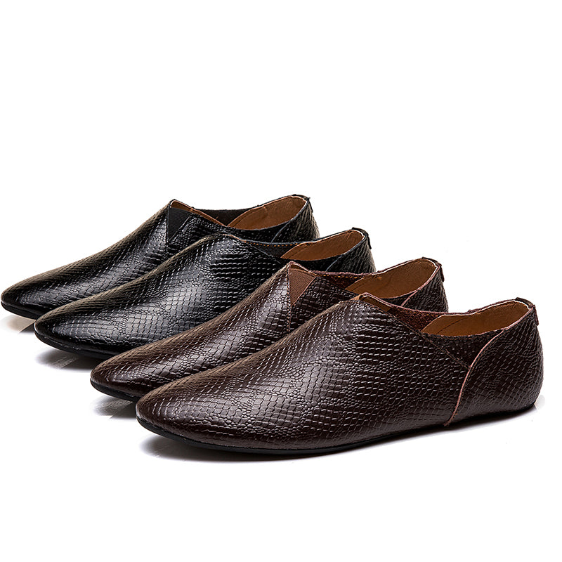 Mocassins d'affaires pour hommes, chaussures à enfiler en cuir véritable à bout pointu | 696 