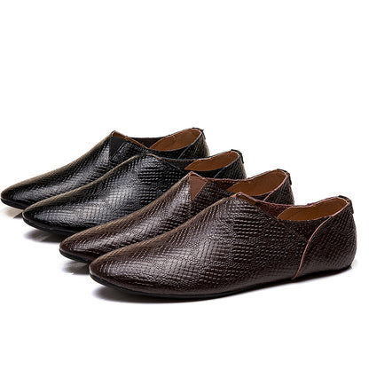 Mocassins d'affaires pour hommes, chaussures à enfiler en cuir véritable à bout pointu | 696 