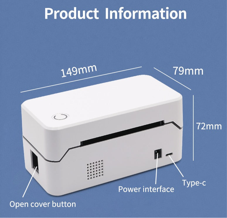 Stampante per etichette termiche Stampante per etichette di spedizione wireless Royal Mail, UPS, DHL, Evri ecc. Stampante per etichette mobile, supporto USB + Bluetooth 