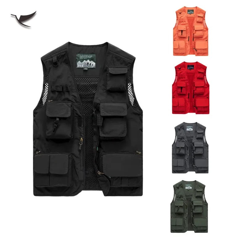 Herren Multi Taschen Cargo Weste Angeln Pullover Für Klettern Camping Wandern Sommer Weste Top 