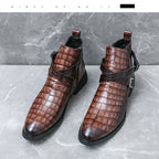 Reißverschluss geprägte High-Top-Lederschuhe Herren Vintage Martin Stiefel | 6805 