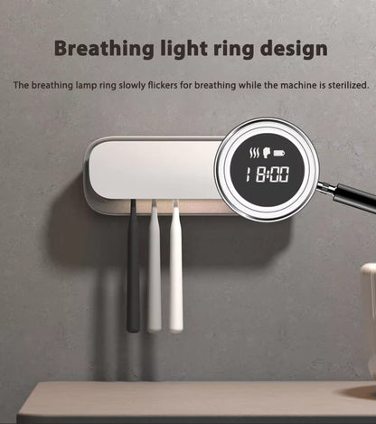 UVC Toothbrush Sterilizer Wall-Mounted Family Holder with USB Charging & Fan Drying | SR-M4