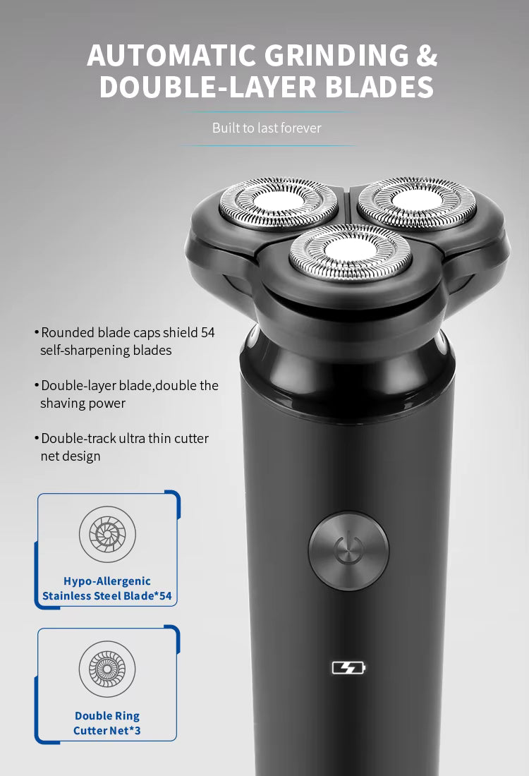 PRITECH Wasserdichter 3D-Schwimm-Bartschneider, USB-C, wiederaufladbarer Nass- und Trockenrasierer | RSM-1938 