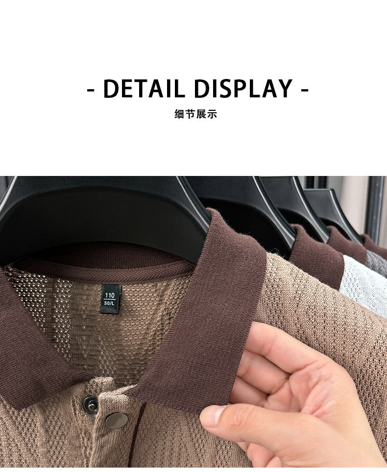 Men's Oversize Polo Shirt | Casual Golf Knit Tee Breathable Polo Shirt |