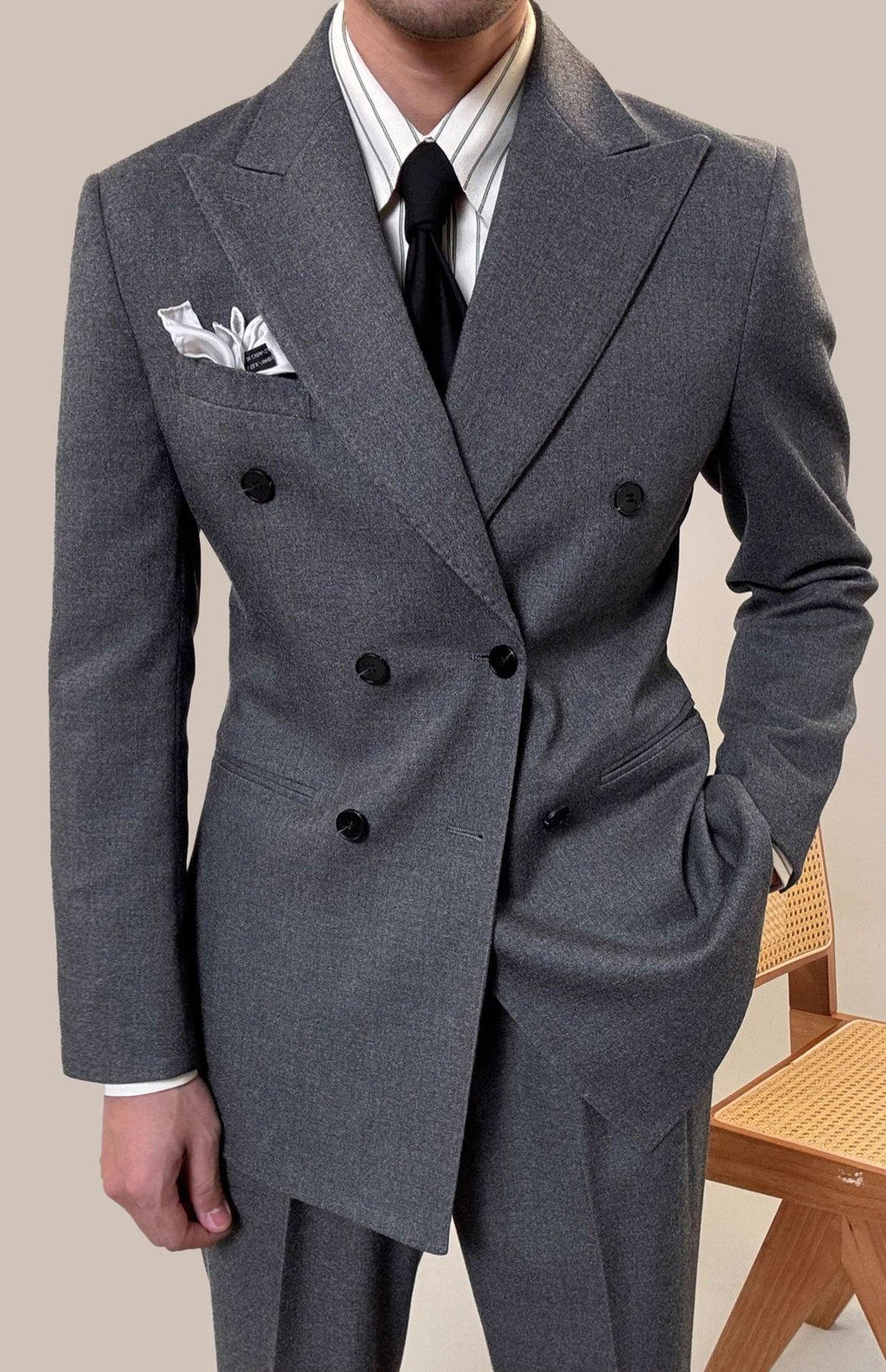 Hochwertiger italienischer zweireihiger Herrenanzug mit Reverskragen, leger, formell, 2-teilig, Anzugjacke und Hose | JSN692 