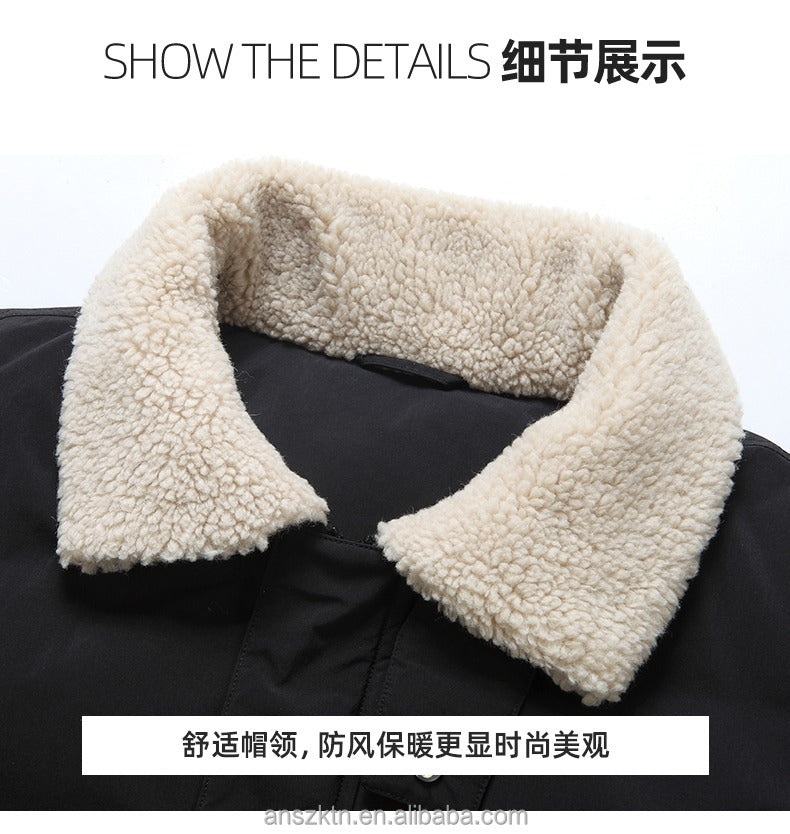 Kurze Herren-Daunenjacke – Wasserdichter weißer Entendaunenmantel mit Revers | L23 