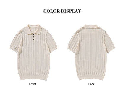 Hochwertiges Sommer-Strick-Kurzarm-Poloshirt für Herren, bequem und atmungsaktiv | POLO1 