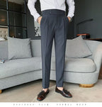 Stilvolle Business-Anzughose mit Plissee, trendige Mode, hohe Taille, lässig, schmale Passform, Vintage-Bleistifthose, Büro-Anzughose | F01 