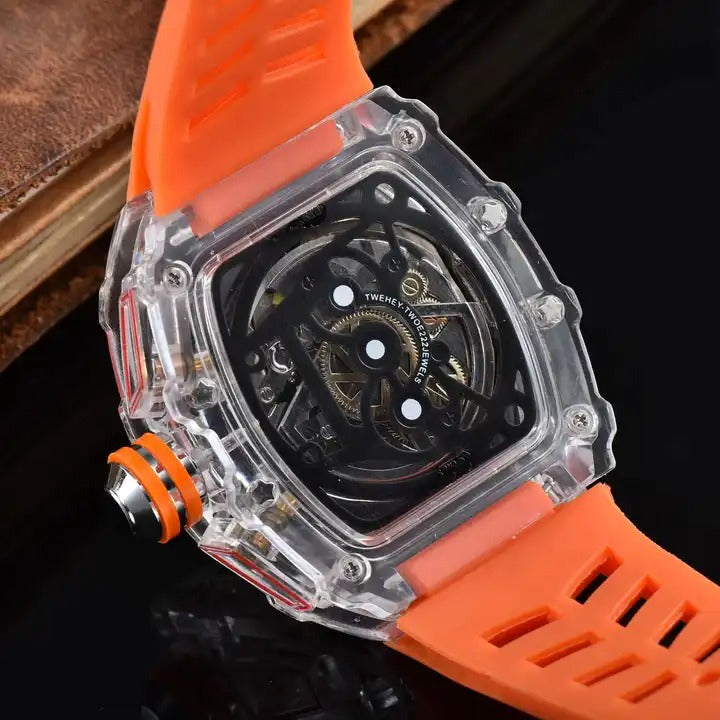 Herren Luxus Beste Sportuhr Transparentes Gehäuse Chronograph Neue Geschenkuhren | 