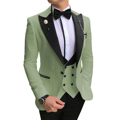 Costume 3 pièces pour homme coupe slim pour marié, soirée formelle, bal de fin d'année et mariage, smoking, veste, pantalon et gilet