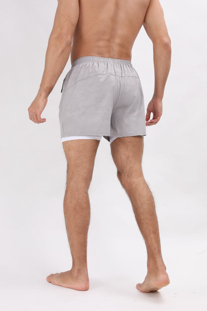 Short d'été 2 en 1 en polyester à séchage rapide pour homme, short de jogging, d'entraînement, de course à pied, de gym | DK-903 