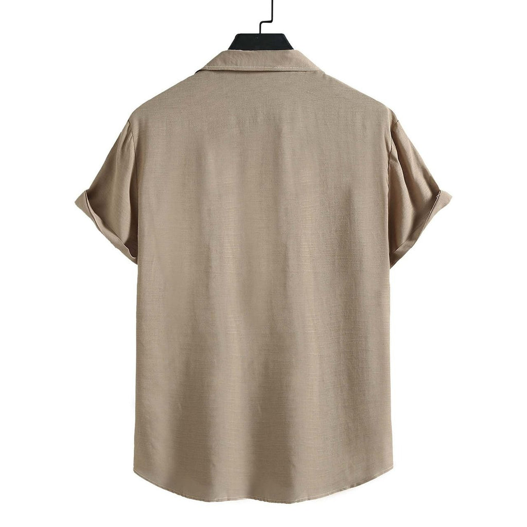 Einfarbiges Herrenhemd mit Revers und kurzen Ärmeln im Business-Casual-Sommerstil | CCS05 