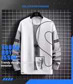 Polo-Langarmshirt mit Hose, Golf-Poloshirt, Pullover-Set, lässiges Waffel-Oberteil mit Rundhalsausschnitt für Herren 