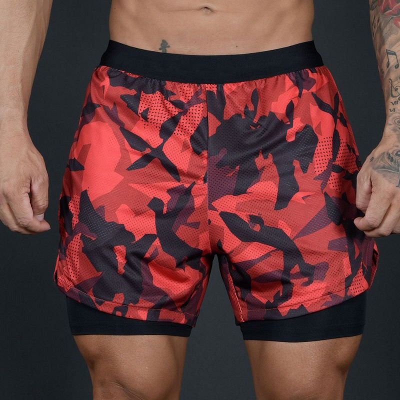 Atmungsaktive, schnell trocknende Basketball-Shorts für Herren, hochelastisch, Trainingsshorts mit Innentaschen, Turnshorts | DK45 