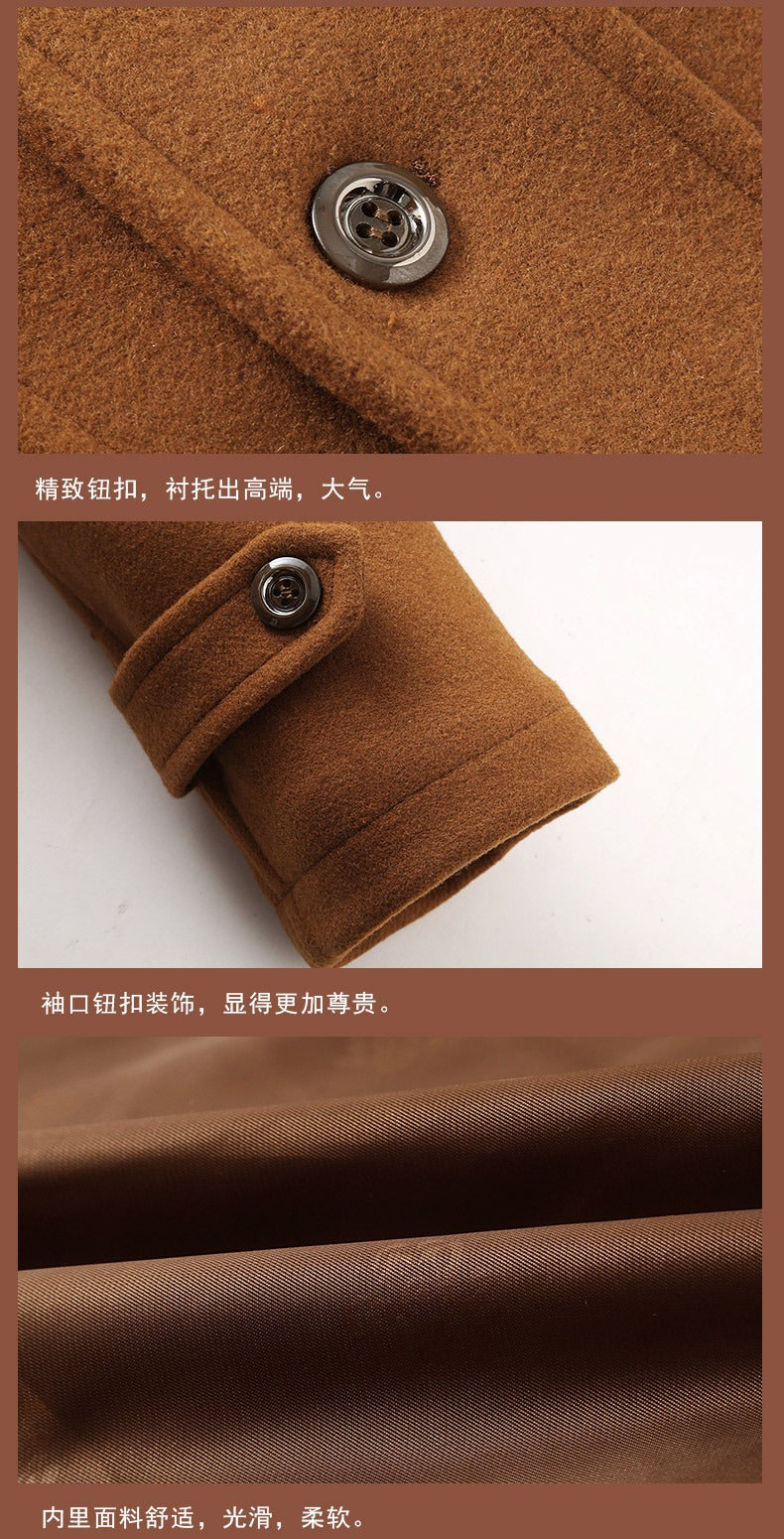 Herren Doppelkragen Wollmantel Warm Plus Size Langer Mantel Winddichter Trenchcoat | 1004 