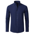 Herren Langarm Business Casual Stretchhemd Einfarbig Schlank Bügelfrei Stretch Hemden 