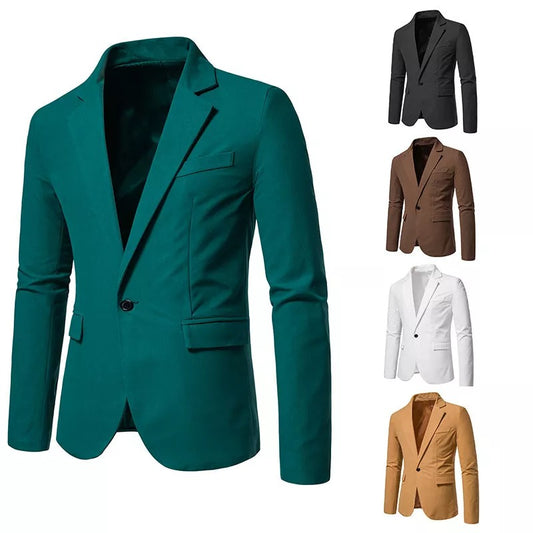 Men's V-neck Suede One Button Suit Jackets Wedding Dress Suit Formal Blazer Coat | 1314X02