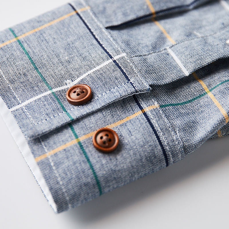 Herrenhemd aus 100 % Baumwolle, langärmelig, kariert, Slim Fit, Button-Down-Hemd | 228-CS27 