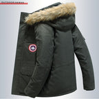 Lange gesteppte Polyesterjacke für Herren, Stehkragen, lässige Kapuzenjacke | MK-5928-1 