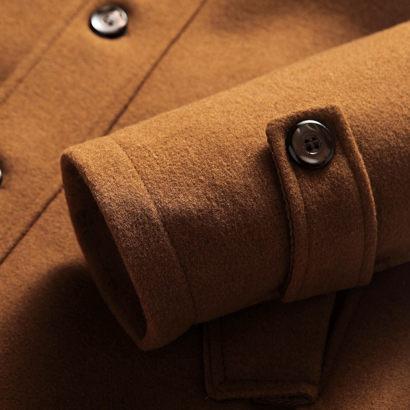 Herren Winter Pea Coat Lässiger Woll-Trenchcoat Einreihige Kurze Wolljacke | 1303 