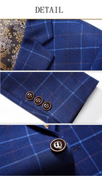 Formeller 3-teiliger Anzug im Retro-Karo-Tweed, einreihig, Slim Fit, Blazer, Weste und Hose, Business, Hochzeits- und Partykleid | 307