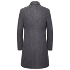 Herren Trenchcoat aus Wolle mit Umlegekragen, lang, aus Wolle und Wollmischungen, Wolljacke, Mantel | JJ-YF601 