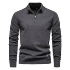 Herren-Pullover aus Baumwolle mit Viertelreißverschluss – Poloshirt aus einfarbigem Strick mit Stehkragen | ZSW-03 