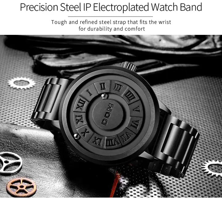 Herrenuhren Magnetischer Rollzeiger Einzigartiges Design Luxus-Armbanduhr aus Edelstahl | 0047 