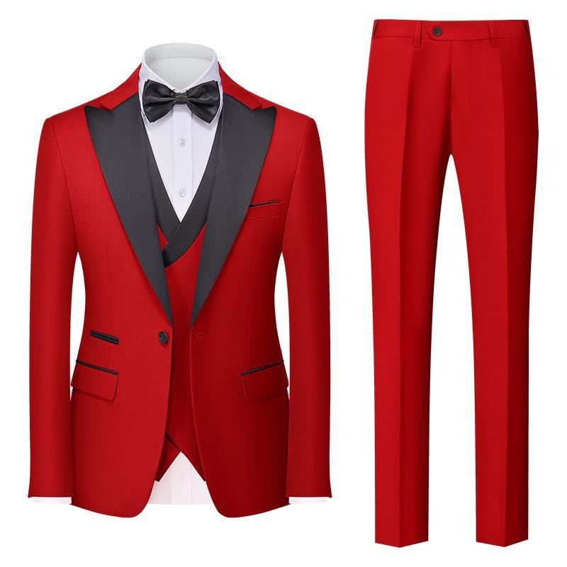 3-teiliger Herrenanzug mit Kragen für Hochzeitsfeiern und formelle Smokings, Jacke mit Hose, Weste, Anzug-Sets | 701 