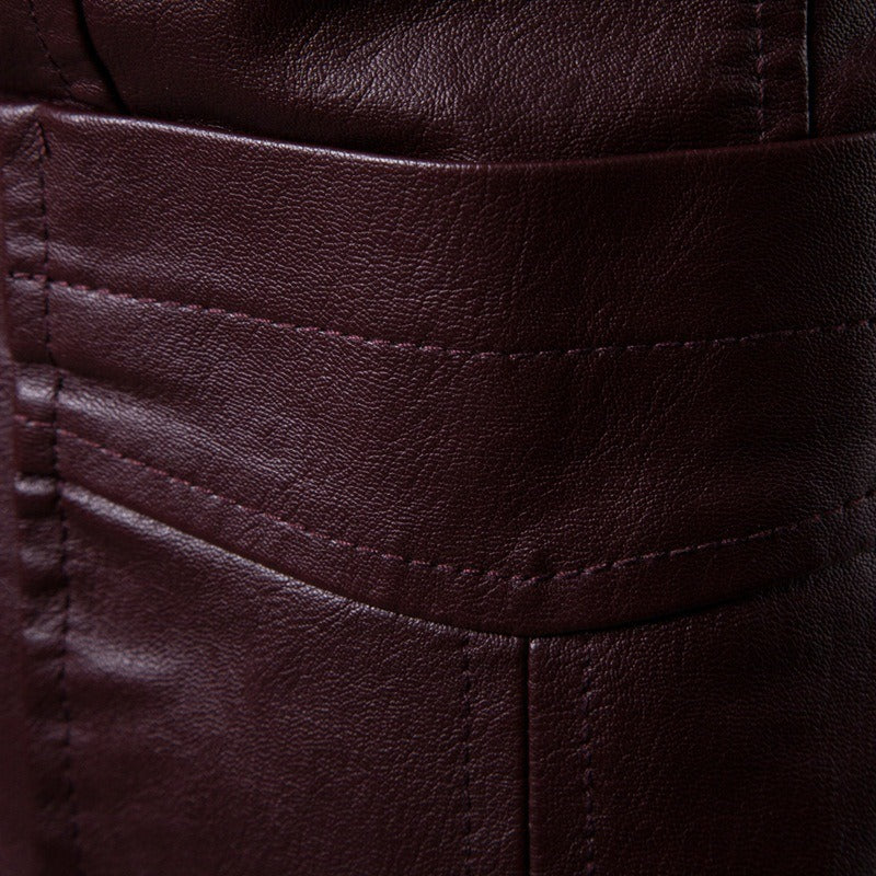 Herrenanzug Lederjacke Casual Classic Business Motorrad PU Leder Blazer Mantel | 1412 