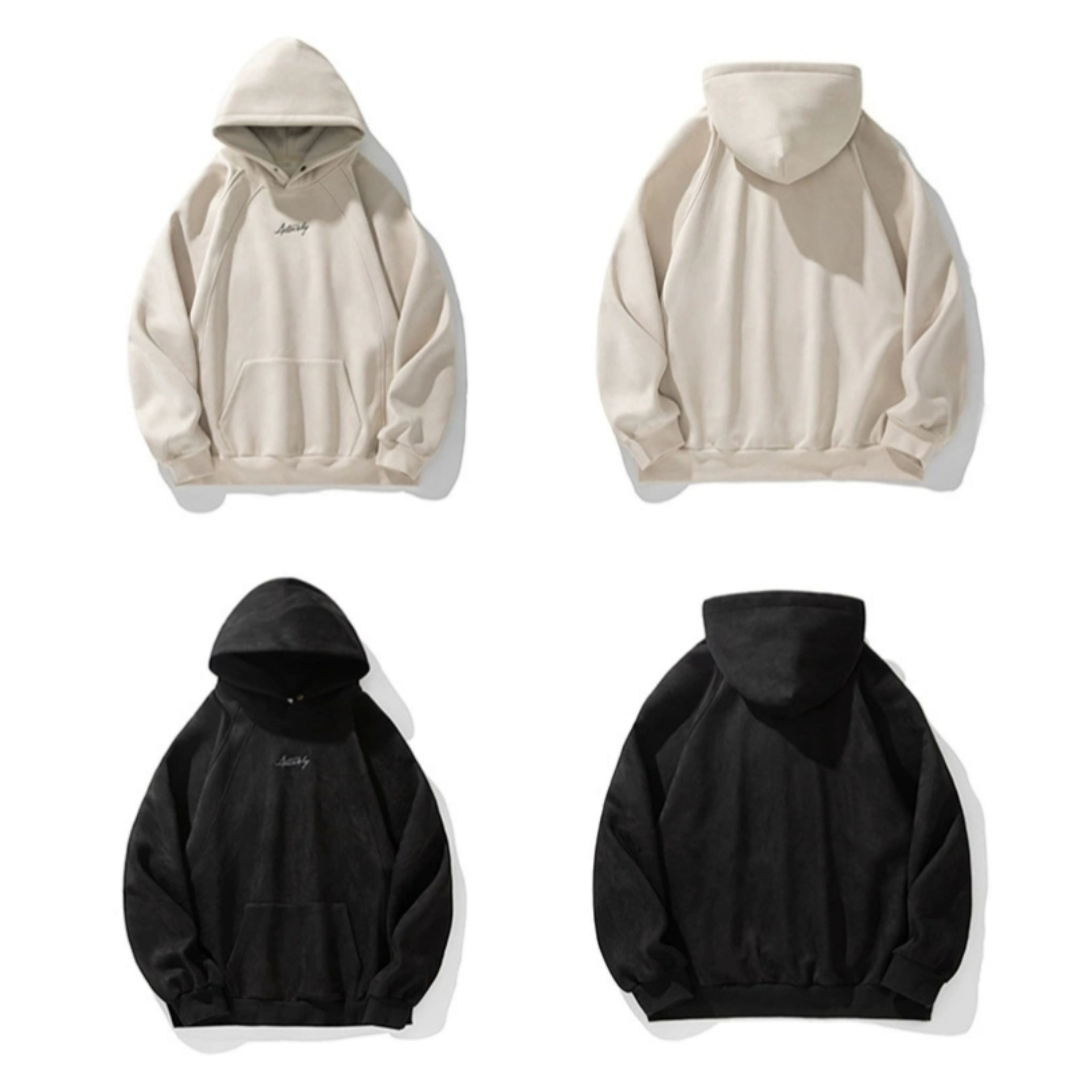 Unisex Kapuzenpullover aus schwerem Wildleder im Retro-Stil im amerikanischen Stil für Herbst und Winter | Locker sitzender Hoodie | L3848 