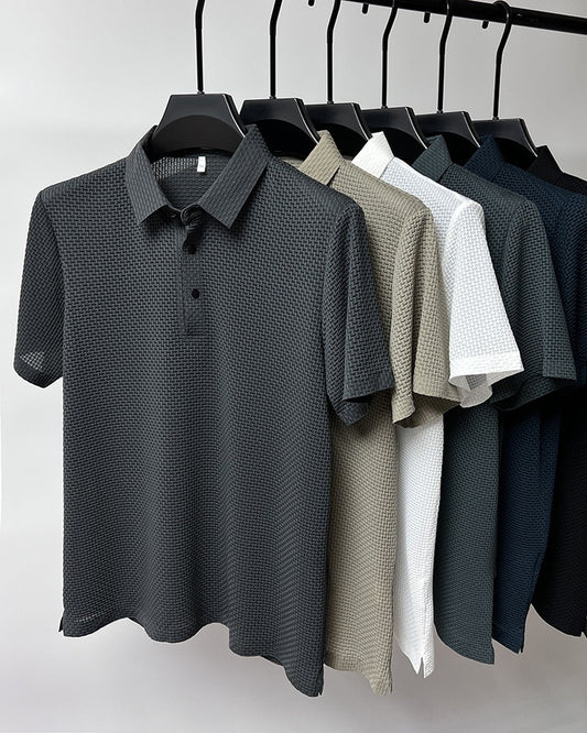 Herren Kurzarmhemd aus Eisseide – Atmungsaktiver Business Casual Stehkragen | A-D246 