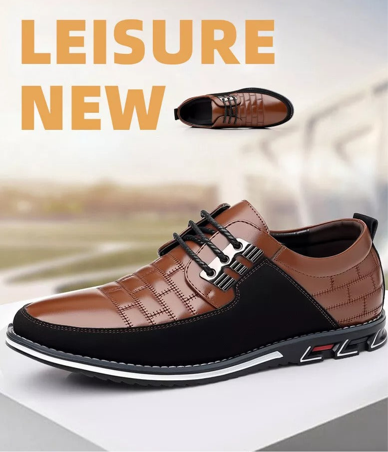 Herren-Derby-Schuhe im britischen Stil mit Karomuster, rutschfeste Leder-Loafer, Mokassins, Hochzeitsschuhe |