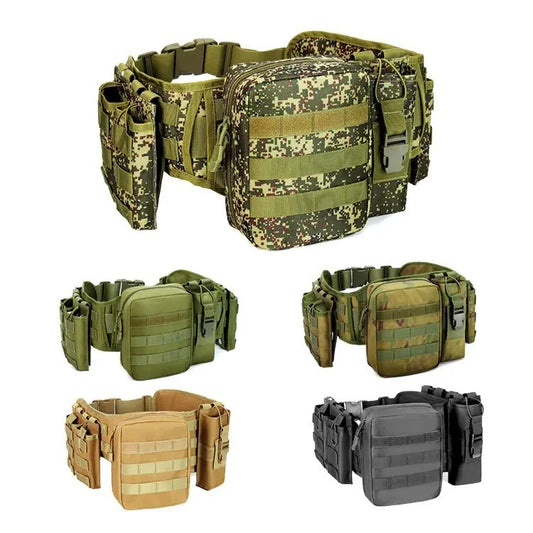 Taktischer Outdoor-Gürtel mit Gurtzeug – Multifunktionale Militär-Hüfttasche | AKM-106
