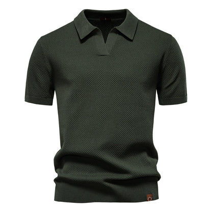Herren-Poloshirt mit Ananas-Strickstruktur – 2025 Sommer-Kurzarmshirt mit entspannter Passform | PSD8025