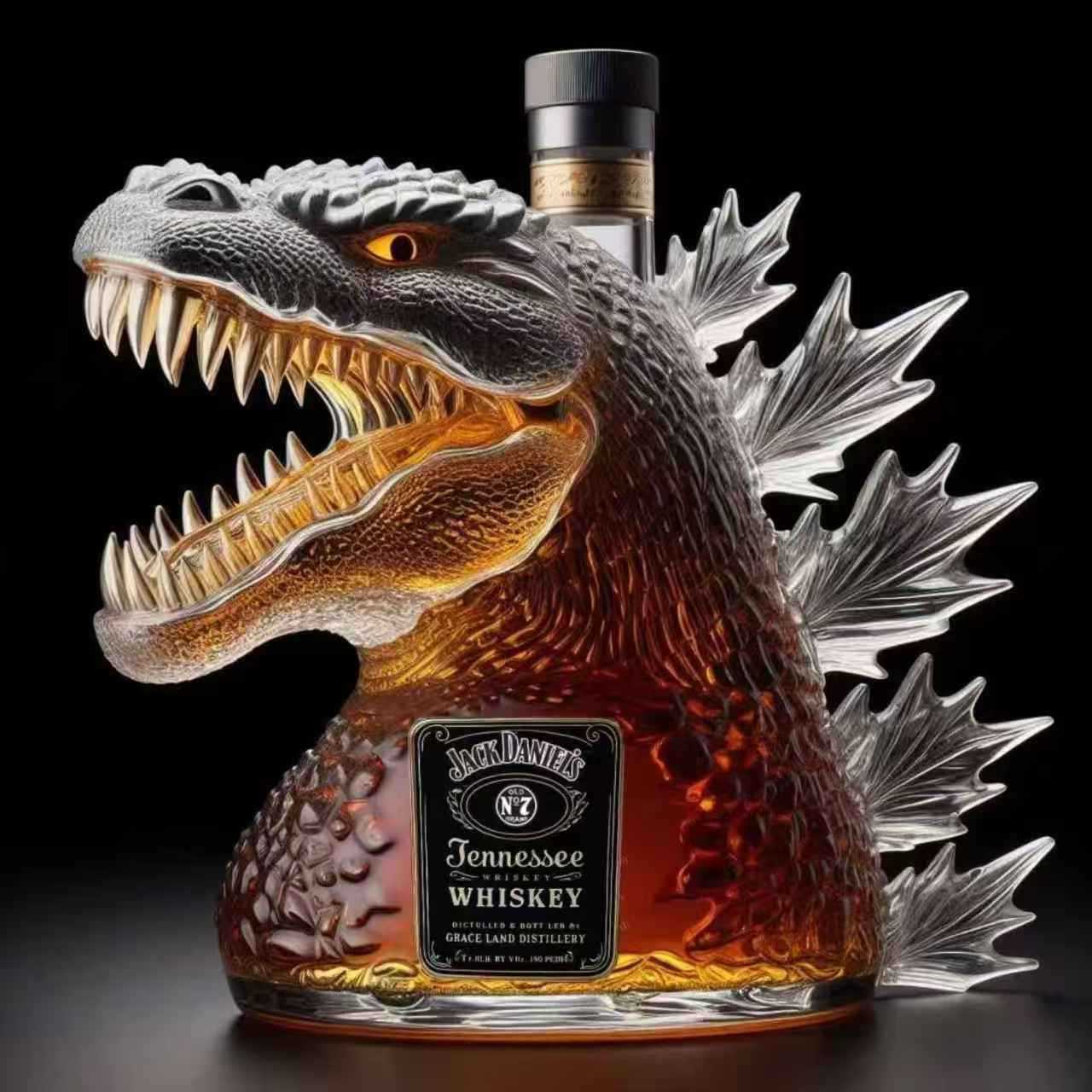 Godzilla Whiskey Bottle Collectible Monster-Shaped Glass Decanter 300ml Novelty Liquor Container for Home Bar & Gifts