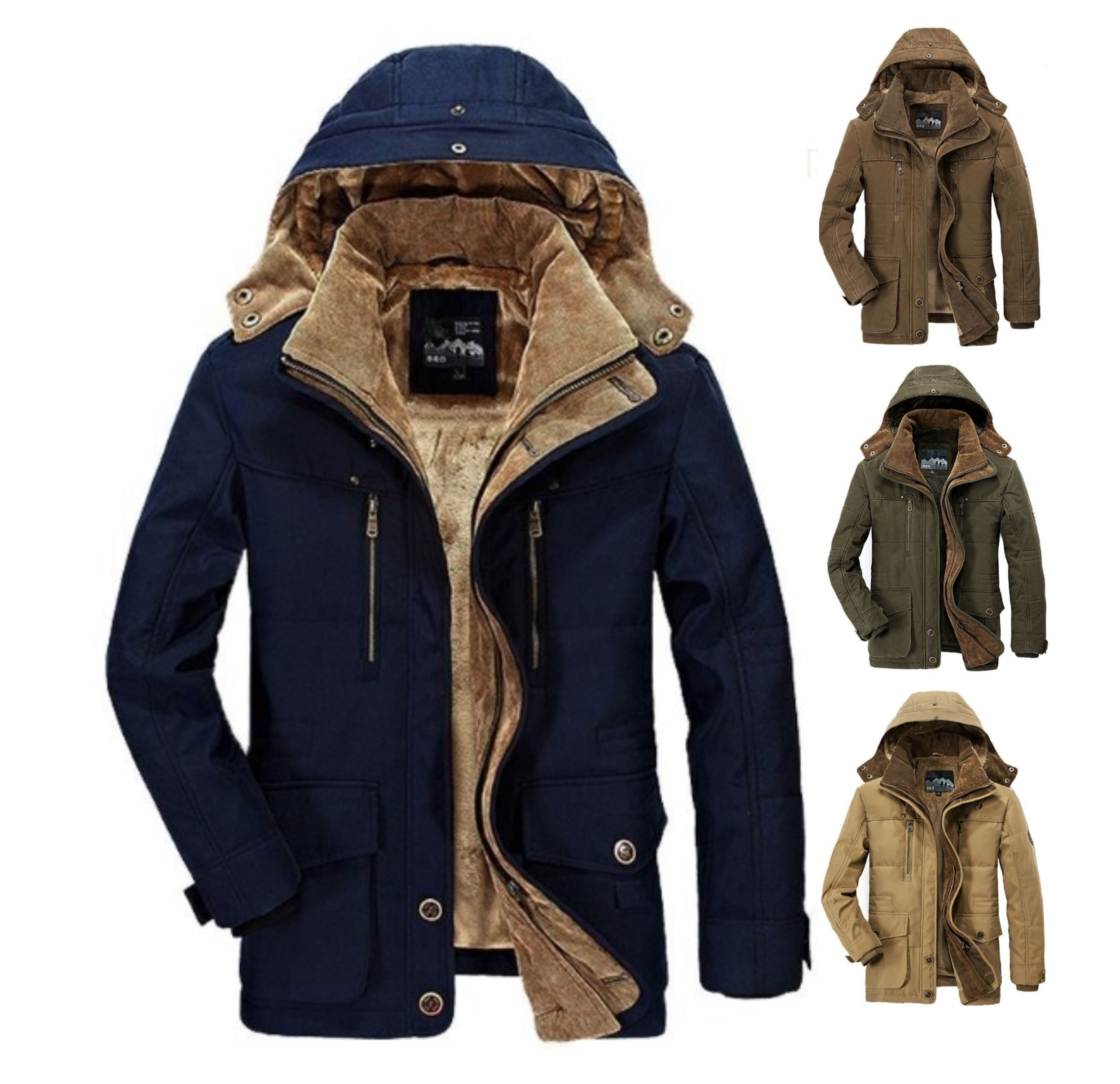 Neue Winterjacke mit dicker, warmer Wattierung aus Baumwolle, Windjacke mit Kapuze, Parka, Übergröße | 13029 