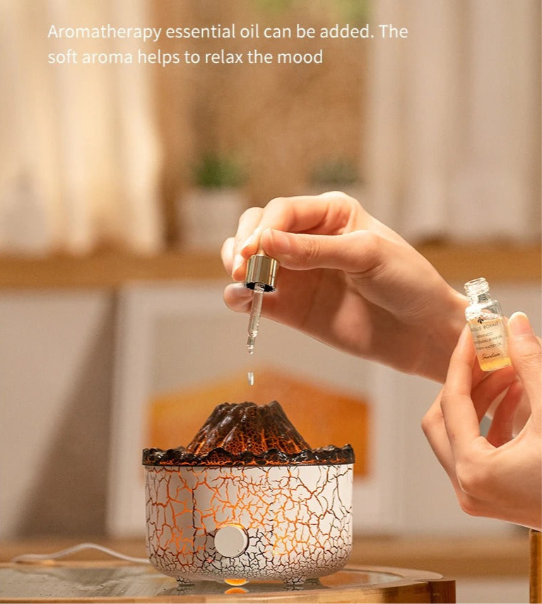 Lava Cracked Volcano Diffusor für ätherische Öle, Quallenspray, Simulation von Feuer und Flammeneffekt, Luftbefeuchter, Heimdiffusor | V21b pro 